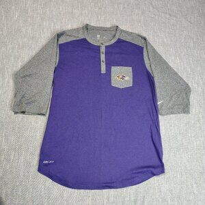 Baltimore‎ Ravens Nike Dri-Fit Team Apparel Shirt Size Medium Purple Gray Raglan